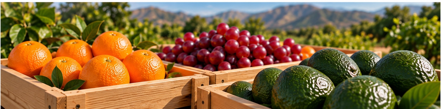 Frutas frescas listas para transporte